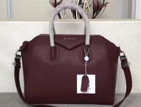 Givenchy Big Antigona Bag in Bordeaux Goatskin Silver Hardware For Sale