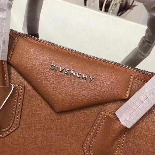 Givenchy Big Antigona Bag in Brown Goatskin Silver Hardware For Sale