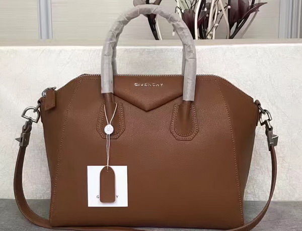 Givenchy Big Antigona Bag in Brown Goatskin Silver Hardware For Sale