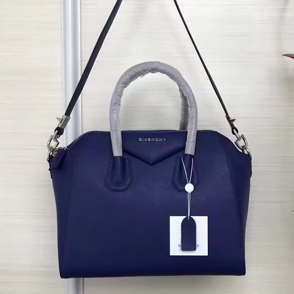 Givenchy Big Antigona Bag in Navy Blue Goatskin Silver Hardware For Sale