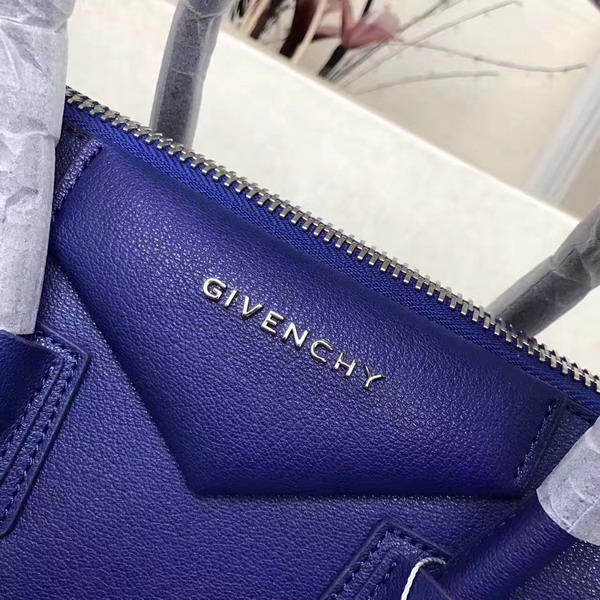 Givenchy Big Antigona Bag in Navy Blue Goatskin Silver Hardware For Sale