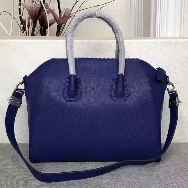 Givenchy Big Antigona Bag in Navy Blue Goatskin Silver Hardware For Sale