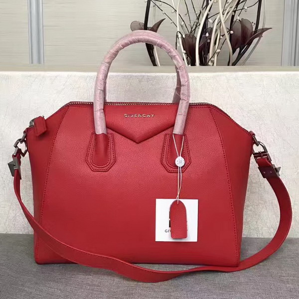 Givenchy Big Antigona Bag in Red Goatskin Silver Hardware For Sale