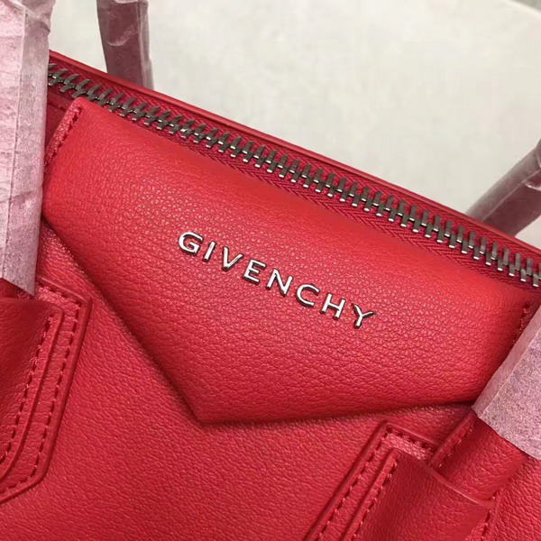 Givenchy Big Antigona Bag in Red Goatskin Silver Hardware For Sale