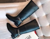 Givenchy Chain Leather Boots Riding Boots in Smooth Black Maremma Leather with Metal Chain on The Back of The Heel For Sale