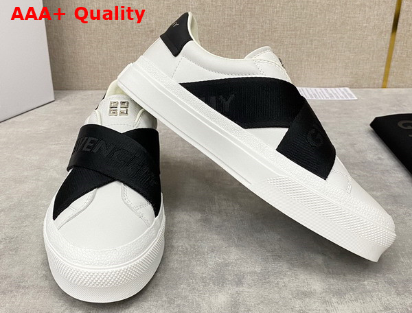 Givenchy City Sport Sneakers in Leather with Double Webbing Strap White and Black Replica