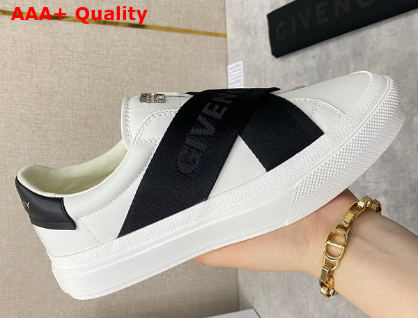 Givenchy City Sport Sneakers in Leather with Double Webbing Strap White and Black Replica