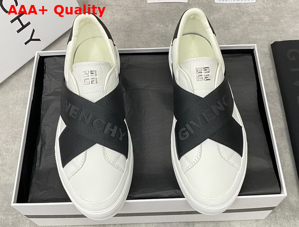 Givenchy City Sport Sneakers in Leather with Double Webbing Strap White and Black Replica