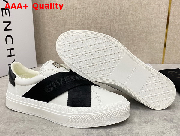 Givenchy City Sport Sneakers in Leather with Double Webbing Strap White and Black Replica