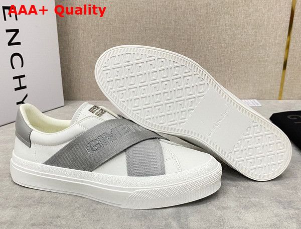 Givenchy City Sport Sneakers in Leather with Double Webbing Strap White and Grey Replica