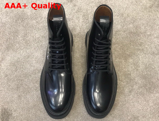 Givenchy Combat Boots Shoes in Smooth Black Box Leather with Givenchy Print Replica