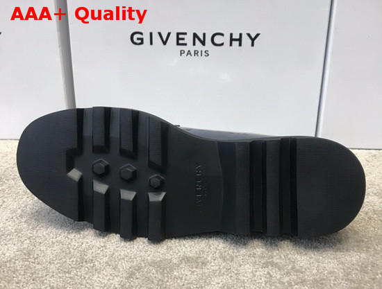 Givenchy Combat Derby Shoes in Shiny Blue Leather with Givenchy Print Replica