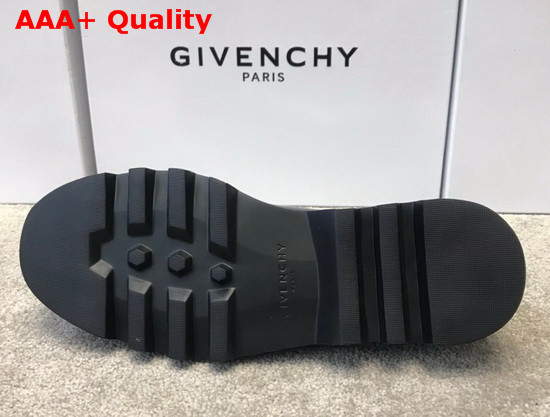 Givenchy Combat Derby Shoes in Shiny Brown Leather with Givenchy Print Replica