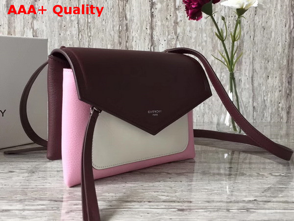 Givenchy Duetto Cross Body Bag in Pink Burgundy and White Grained and Smooth Leather Replica