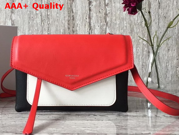 Givenchy Duetto Cross Body Bag in Red Black and White Grained and Smooth Leather Replica