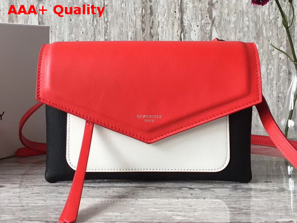 Givenchy Duetto Cross Body Bag in Red Black and White Grained and Smooth Leather Replica