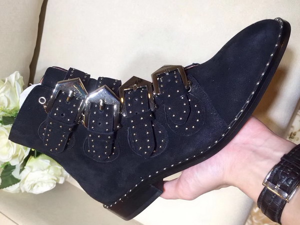 Givenchy Elegant Studs Ankle Boots in Black Suede Calfskin For Sale