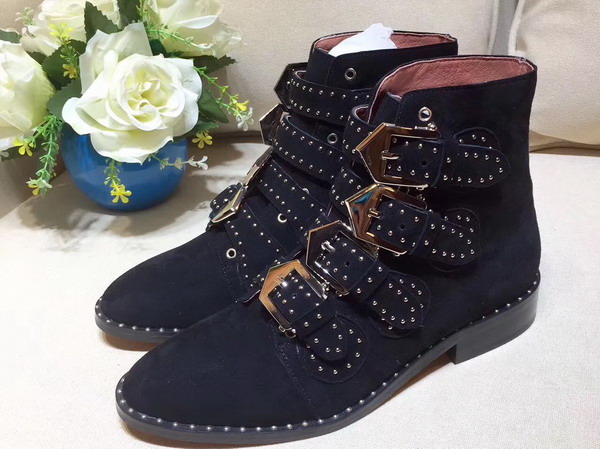 Givenchy Elegant Studs Ankle Boots in Black Suede Calfskin For Sale