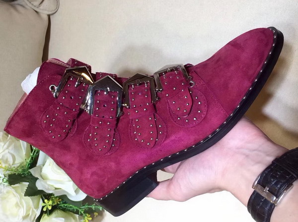 Givenchy Elegant Studs Ankle Boots in Oxblood Suede Calfskin For Sale