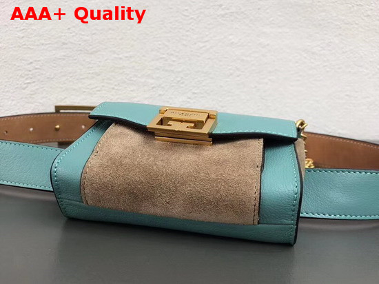 Givenchy GV3 Belt Bag in Aqua Flat Grain Leather and Taupe Suede Replica