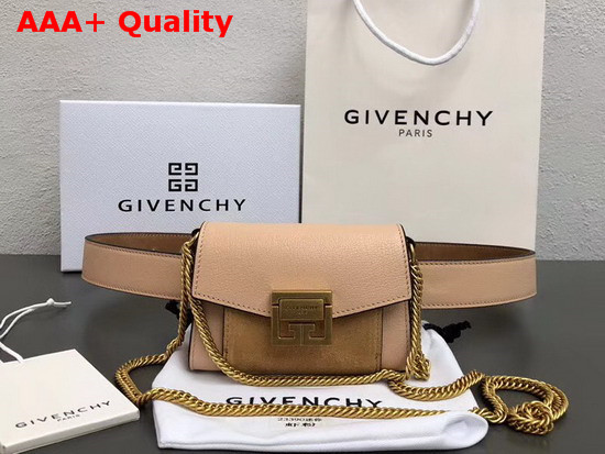 Givenchy GV3 Belt Bag in Nude Flat Grain Leather and Light Beige Suede Replica