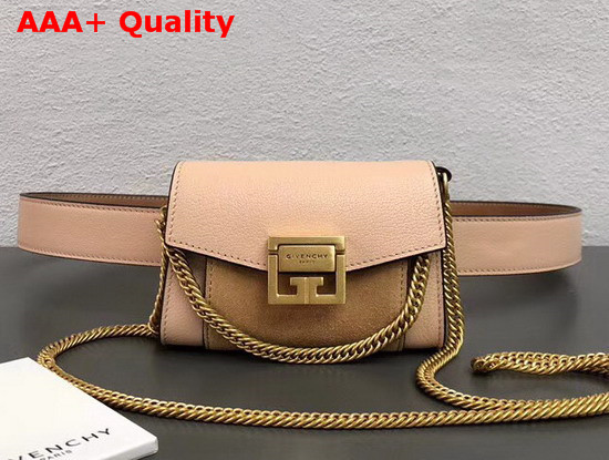 Givenchy GV3 Belt Bag in Nude Flat Grain Leather and Light Beige Suede Replica