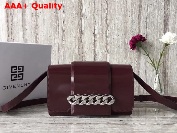 Givenchy Infinity Small Flap Bag in Smooth Shiny Burgundy Leather with Oversized Infinity Chain Replica