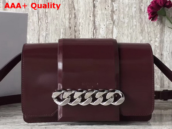 Givenchy Infinity Small Flap Bag in Smooth Shiny Burgundy Leather with Oversized Infinity Chain Replica