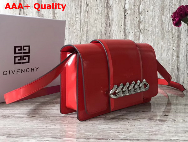 Givenchy Infinity Small Flap Bag in Smooth Shiny Red Leather with Oversized Infinity Chain Replica