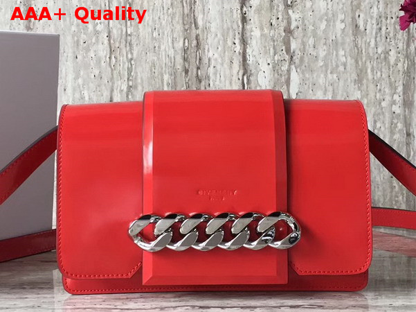 Givenchy Infinity Small Flap Bag in Smooth Shiny Red Leather with Oversized Infinity Chain Replica