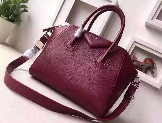 Givenchy Medium Antigona Bag In Oxblood Grained Leather for Sale