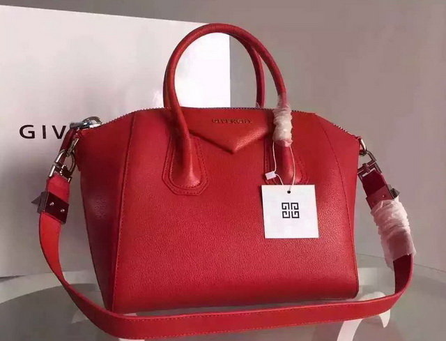 Givenchy Medium Antigona Bag In Red Grained Leather for Sale