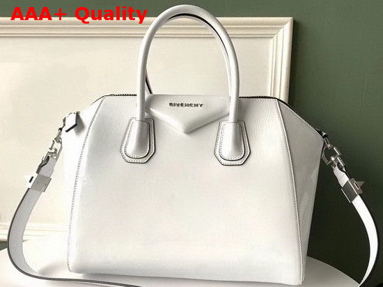 Givenchy Medium Antigona Bag in White Patent Leather Replica