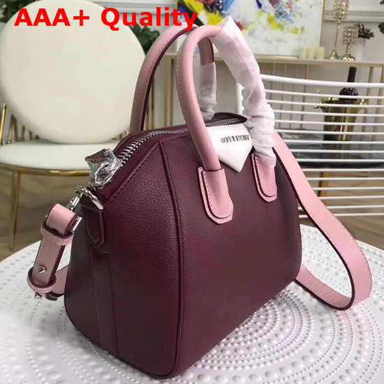 Givenchy Mini Antigona Bag in Burgundy Grained Leather Replica