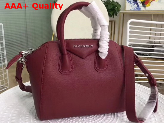 Givenchy Mini Antigona Bag in Dark Red Grained Leather Replica