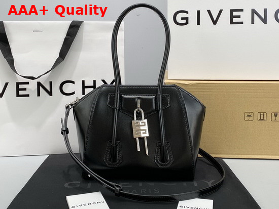 Givenchy Mini Antigona Lock Bag in Black Box Leather Black Replica