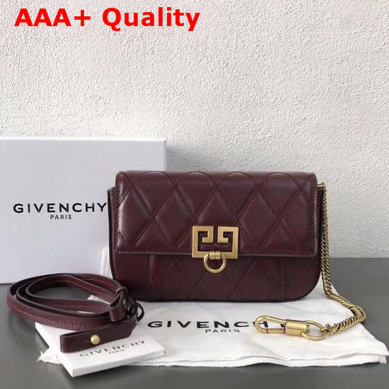 Givenchy Mini Pocket Bag in Burgundy Diamond Quilted Leather Replica