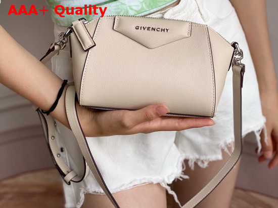 Givenchy Nano Antigona Bag in Beige Varnished Leather Replica