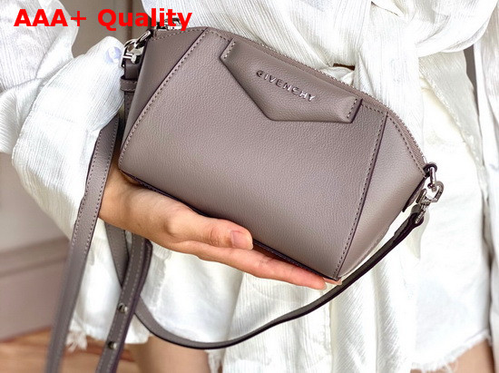 Givenchy Nano Antigona Bag in Grey Varnished Leather Replica