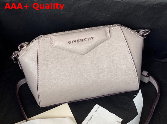 Givenchy Nano Antigona Bag in Light Grey Varnished Leather Replica