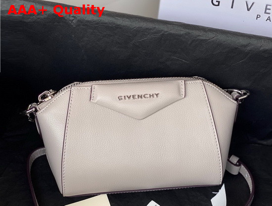 Givenchy Nano Antigona Bag in Light Grey Varnished Leather Replica