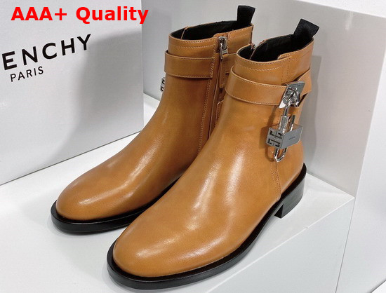 Givenchy Padlock Boots in Brown Leather Replica