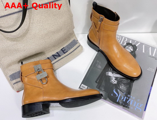 Givenchy Padlock Boots in Brown Leather Replica