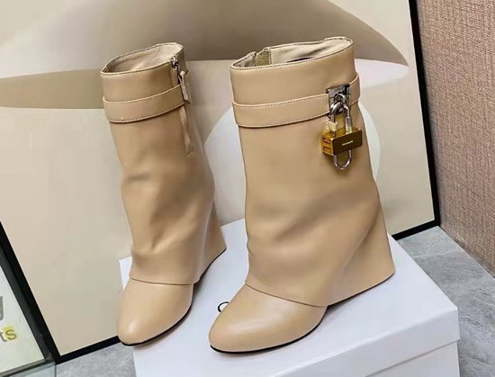 Givenchy Shark Lock Ankle Boots in Beige Leather Replica