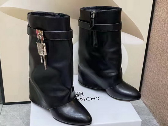 Givenchy Shark Lock Ankle Boots in Black Leather Replica