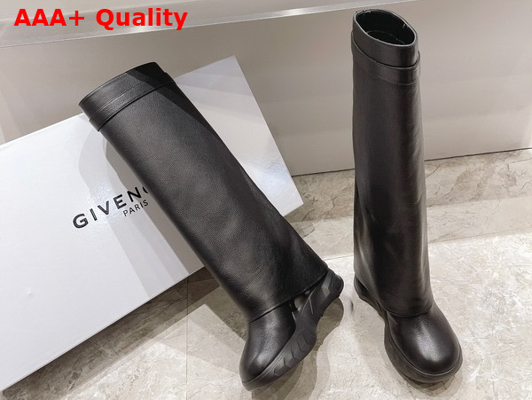 Givenchy Shark Lock Biker Boots in Black Grained Leather Replica