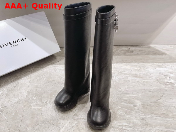 Givenchy Shark Lock Biker Boots in Black Grained Leather Replica