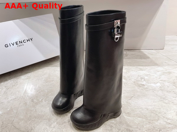 Givenchy Shark Lock Biker Boots in Black Smooth Leather Replica