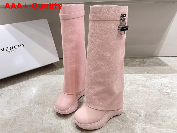 Givenchy Shark Lock Biker Boots in Light Pink Grained Leather Replica