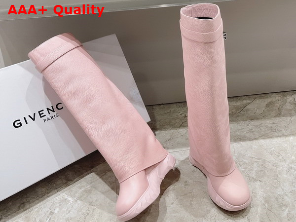 Givenchy Shark Lock Biker Boots in Light Pink Grained Leather Replica